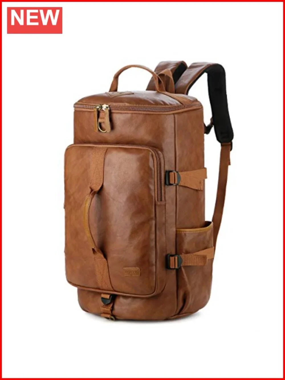 Vegan Leather Men Weekender Travel Duffel Tote Bag Backpack 3-Ways Convertible